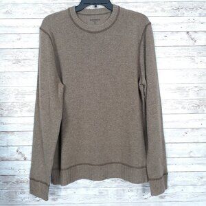 Express Mens 100% Lambs Wool Sweater M Crow Neck Long Sleeve Tan 158